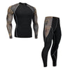 men's clothing compression men t-shirt + leggings rashgard kit long sleeves top for fitness man tracksuit thermal underwear base