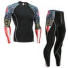 men's clothing compression men t-shirt + leggings rashgard kit long sleeves top for fitness man tracksuit thermal underwear base